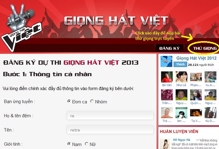 Lich phat song giong hat viet 2013 - The voice