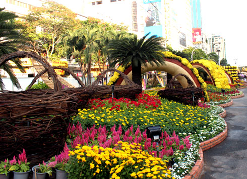 Duong hoa Nguyen Hue 2013 truoc gio khai mac