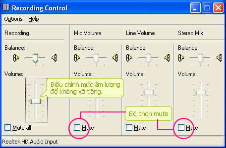 Bảng điều khiển  record volume