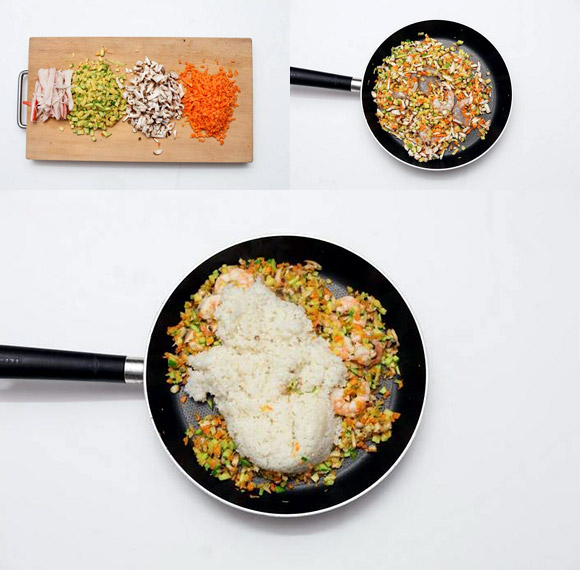 Thưởng thức cơm rang nước sốt thơm ngon