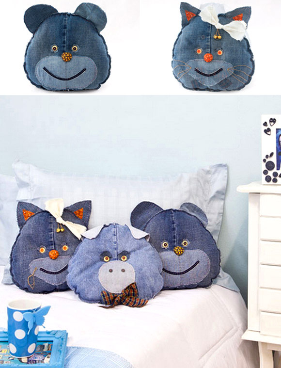 May gối heo dễ thương từ quần jean cũ