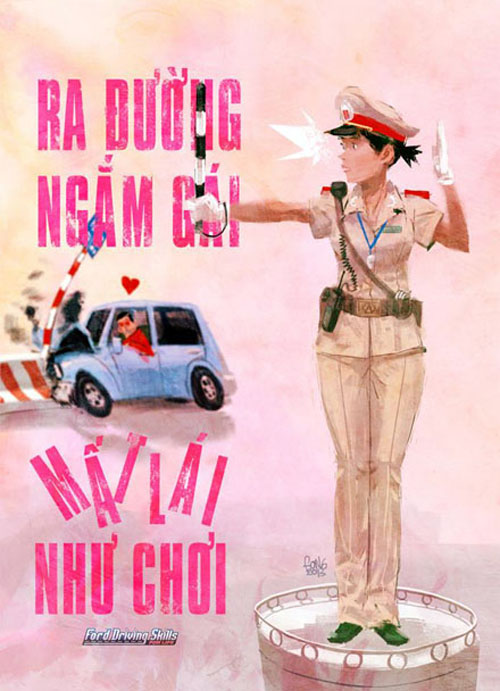 Hai huoc voi tranh biem hoa ve giao thong cua hoa si \