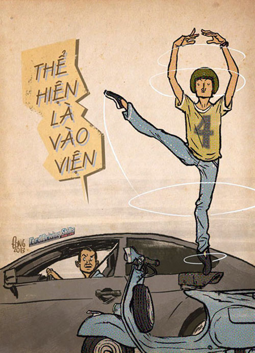 Hai huoc voi tranh biem hoa ve giao thong cua hoa si \