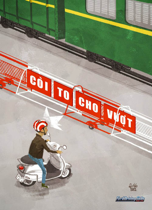 Hai huoc voi tranh biem hoa ve giao thong cua hoa si \