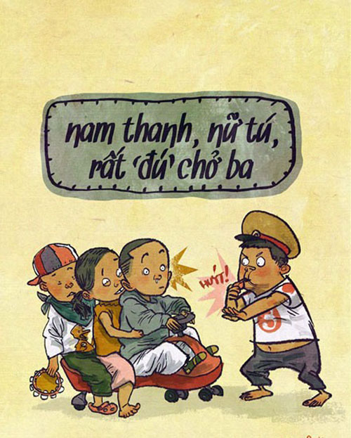 Hai huoc voi tranh biem hoa ve giao thong cua hoa si \