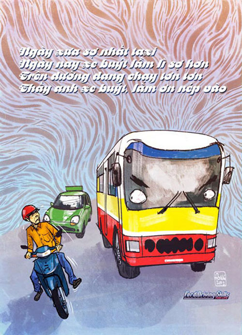 Hai huoc voi tranh biem hoa ve giao thong cua hoa si \