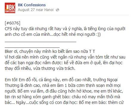 Loi thu toi cua anh trai viet cho co em gai dua doi