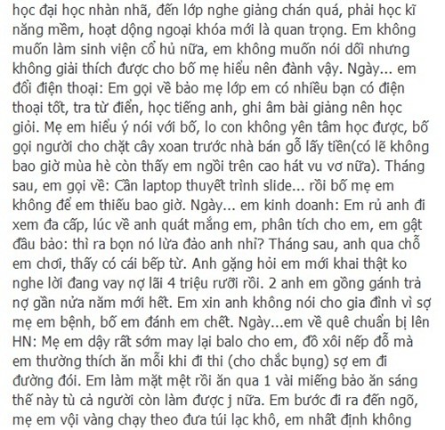 Loi thu toi cua anh trai viet cho co em gai dua doi