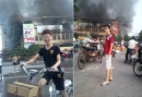 Chụp ảnh phản cảm trước đám cháy ở Hải Dương