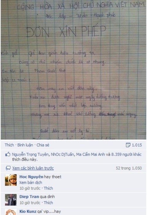 Nhung don xin nghi hoc \