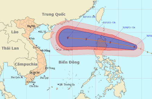 Đường đi của bão 12 (Ảnh: NCHMF)