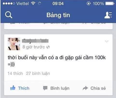 Cô gái mỉa mai chỉ trích chàng trai hẹn hò chỉ với 100k trong người. Ảnh: FB