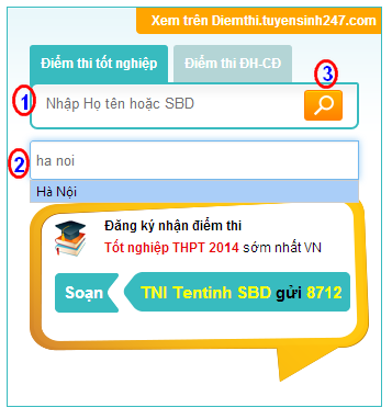Xem diem thi tot nghiep thpt 63 tinh/Tp nam 2014 nhanh nhat