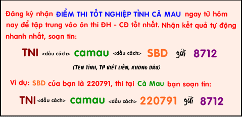 Chinh thuc cong bo diem thi tot nghiep THPT tinh Ca Mau