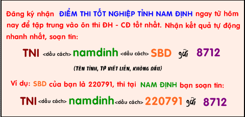 Nam Dinh cong bo diem thi tot nghiep THPT nam 2014