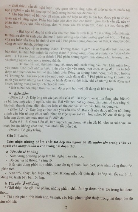 Dap an de thi vao lop 10 mon Van TPHCM nam 2014