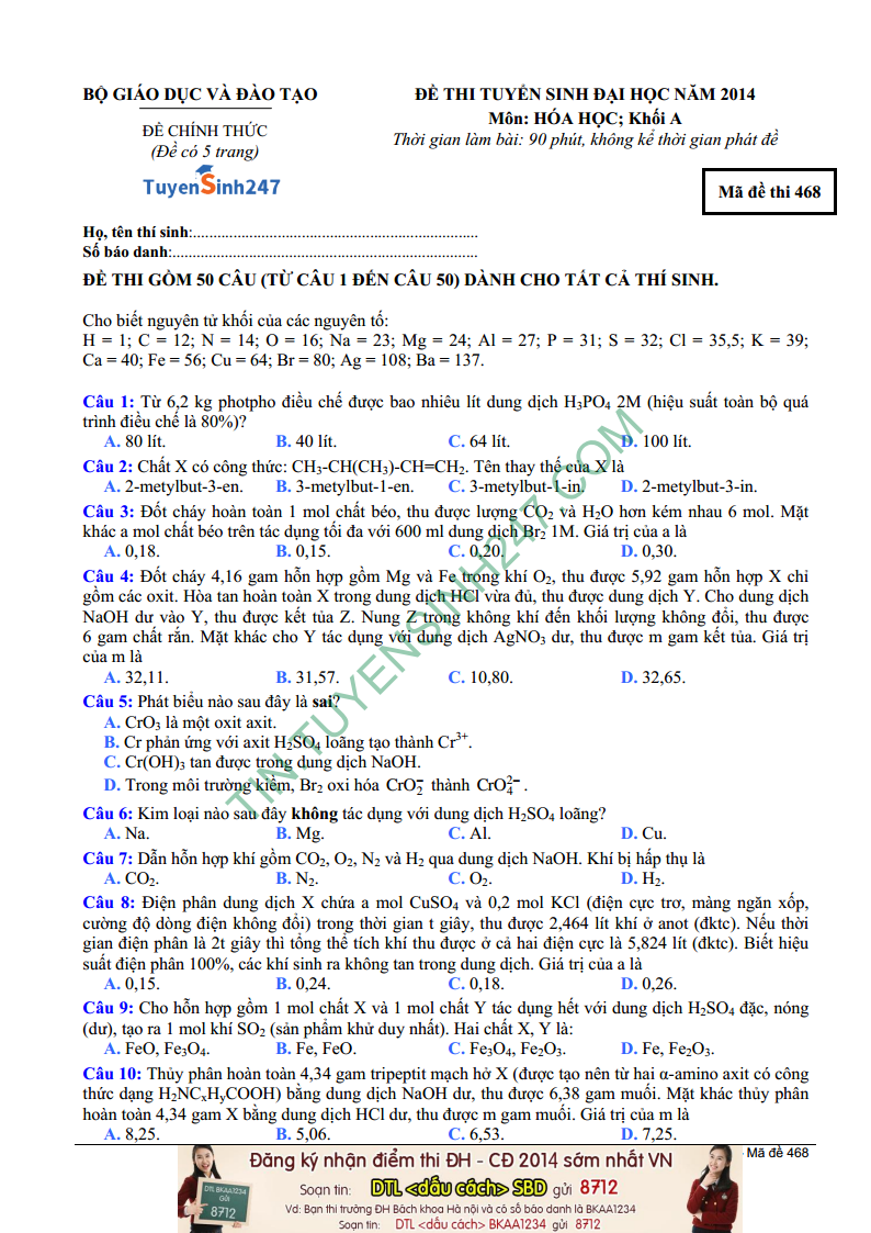 De thi mon hoa ma de 468