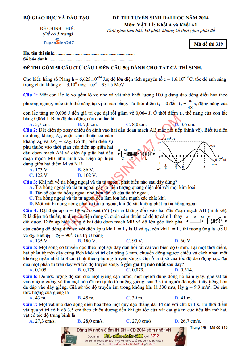 De thi ly khoi a ma de 319