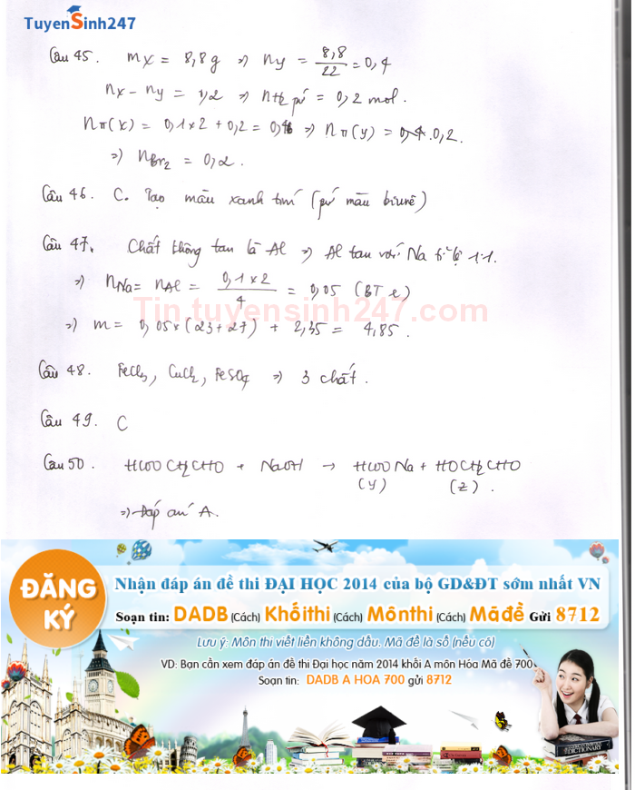 Loi giai chi tiet de thi dai hoc mon Hoa khoi A nam 2014