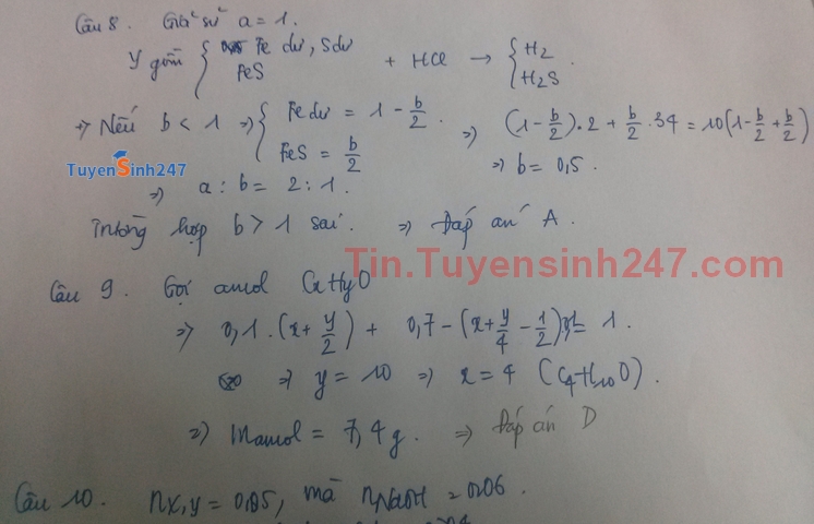 Giai chi tiet de thi dai hoc mon hoa khoi B nam 2014