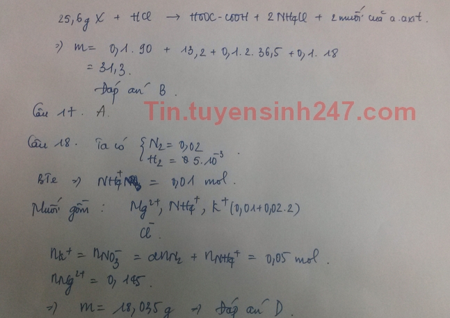 Giai chi tiet de thi dai hoc mon hoa khoi B nam 2014