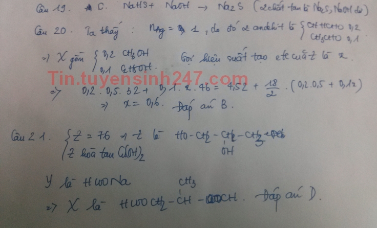 Giai chi tiet de thi dai hoc mon hoa khoi B nam 2014