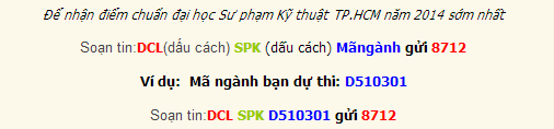Diem chuan dai hoc su pham ky thuat TPHCM