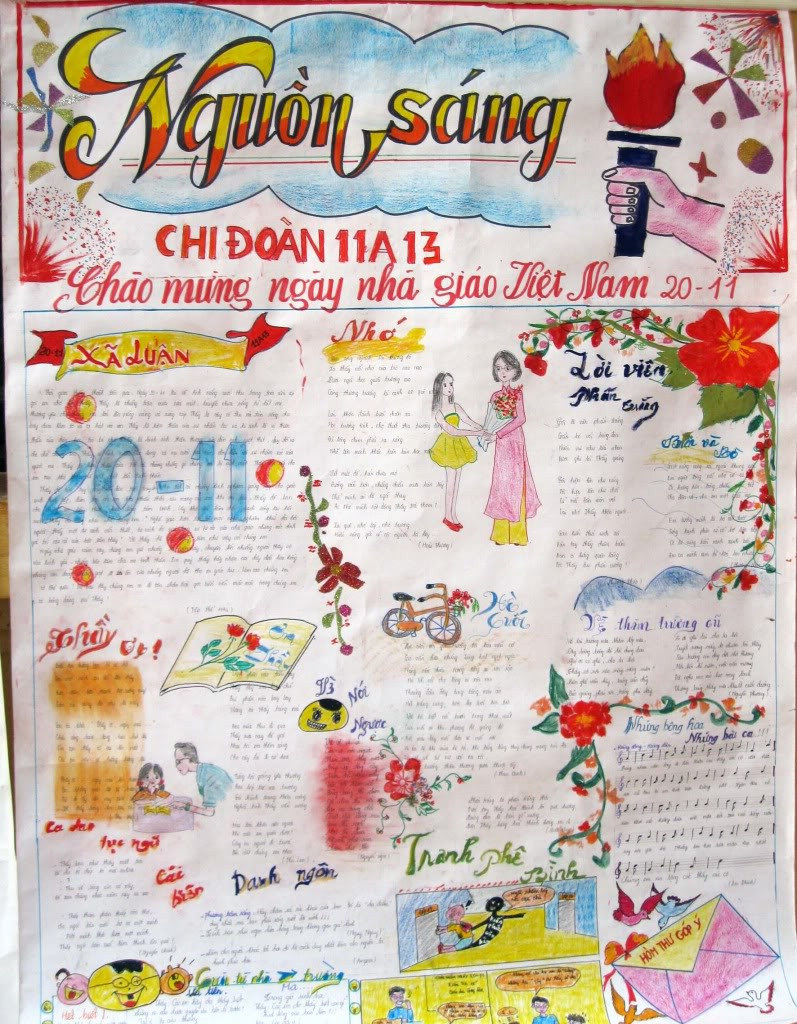 Cách làm báo tường ngày 20/11 ĐẸP nhất Cach lam bao tuong ngay 20/11 dep nhat