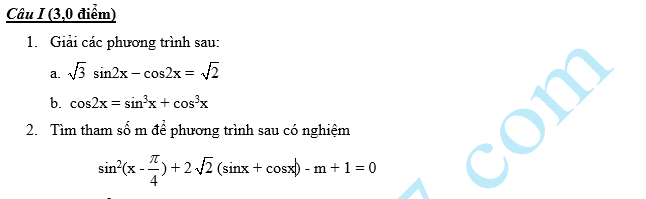 De thi hoc ki 1 mon toan lop 11 nam 2014 Truong THPT Chu Van An (P1)