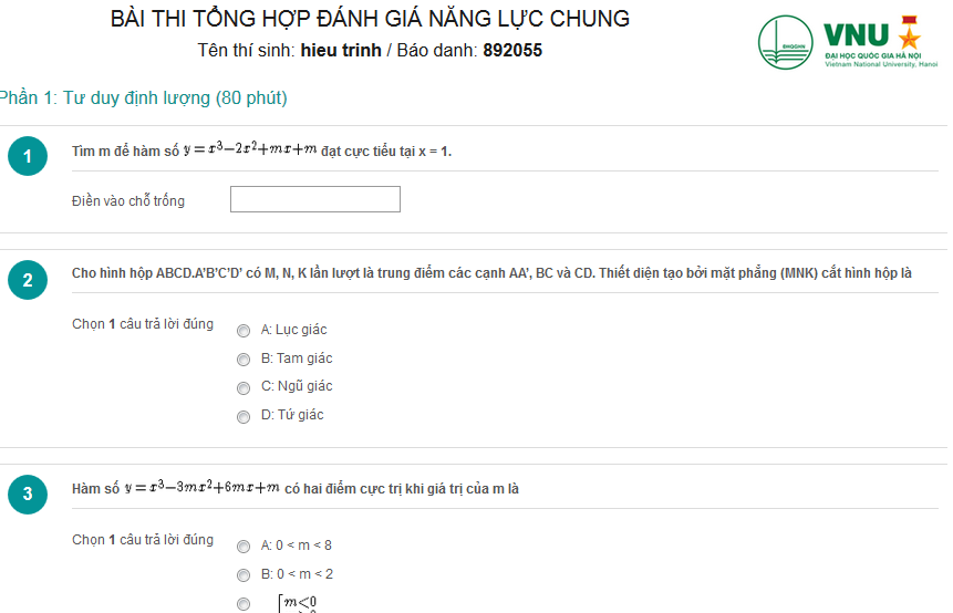 DH Quoc gia Ha Noi huong dan lam bai thi tong hop danh gia nang luc chung