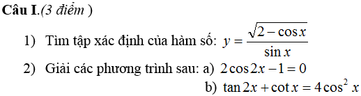 De thi hoc ki 1 lop 11 mon Toan nam 2014 - THPT Quynh Luu 2 - Nghe An