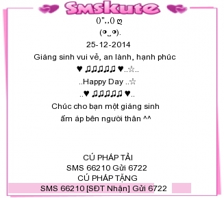 SMS kute chuc mung Giang sinh 2014 dep nhat
