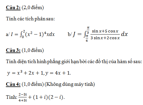 De thi hoc ki 2 lop 12 mon Toan nam 2015 THPT Gia Hoi