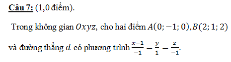 De thi hoc ki 2 lop 12 mon Toan nam 2015 THPT Gia Hoi