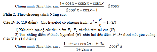 De thi hoc ki 2 lop 10 mon Toan nam 2014 (P1)