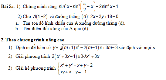 De thi hoc ki 2 lop 10 mon Toan nam 2014 (P1)