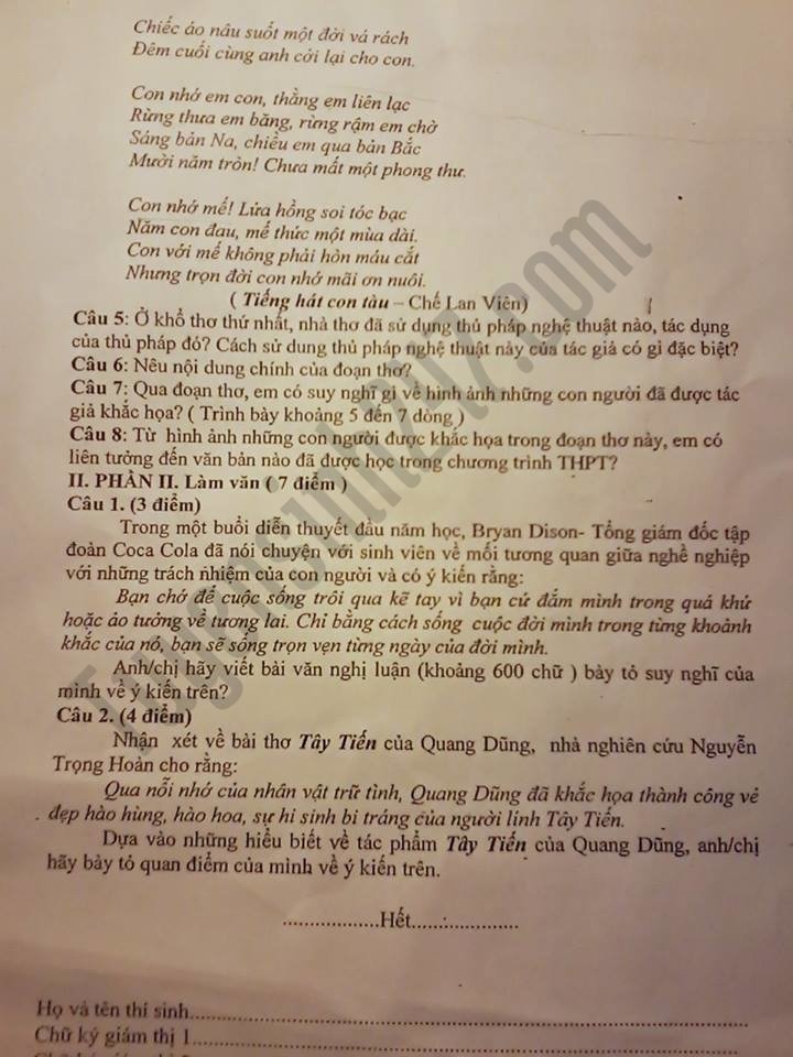 De thi thu THPT Quoc gia mon Van nam 2016 - THPT Chi Linh