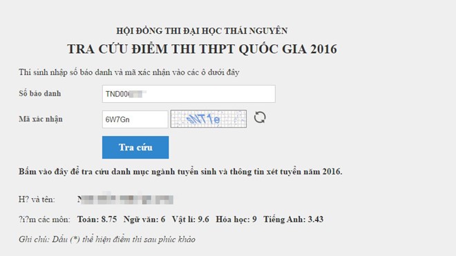 Dai hoc Thai Nguyen cong bo diem thi THPT quoc gia hinh anh 1