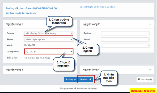 Quy trình nộp hồ sơ đăng ký xét tuyển trực tuyến 