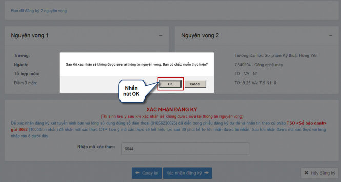 Quy trình nộp hồ sơ đăng ký xét tuyển trực tuyến 