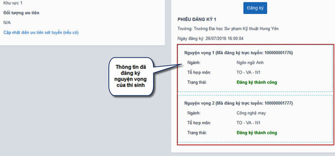 Quy trình nộp hồ sơ đăng ký xét tuyển trực tuyến 