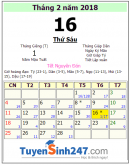 Tết 2018 vào ngày mấy dương lịch?