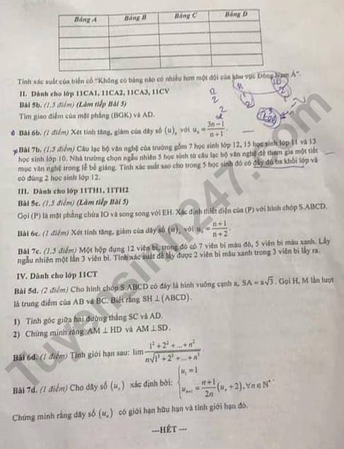 De thi lop 11 ki 1 mon Toan THPT Chuyen Tran Dai Nghia nam 2019