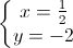 \left\{\begin{matrix}x=\frac{1}{2}\\y=-2\end{matrix}\right.