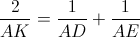 \frac{2}{AK}=\frac{1}{AD}+\frac{1}{AE}