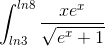 \int_{ln3}^{ln8}\frac{xe^{x}}{\sqrt{e^{x}+1}}