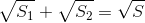 \sqrt{S_{1}}+\sqrt{S_{2}}=\sqrt{S}
