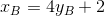 x_{B}=4y_{B}+2