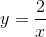 y = frac{2}{x}
