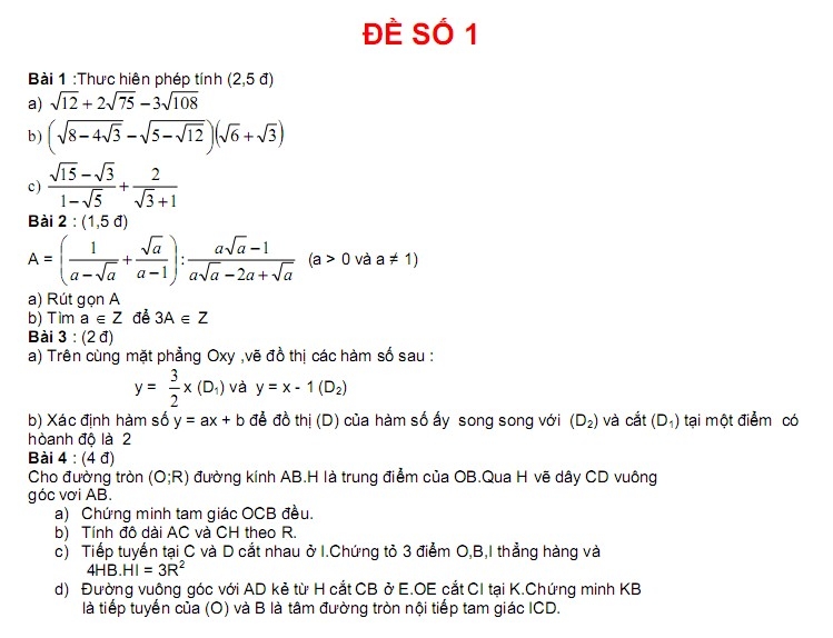 De thi hoc ki 1 lop 9 mon toan nam 2013 (P1)